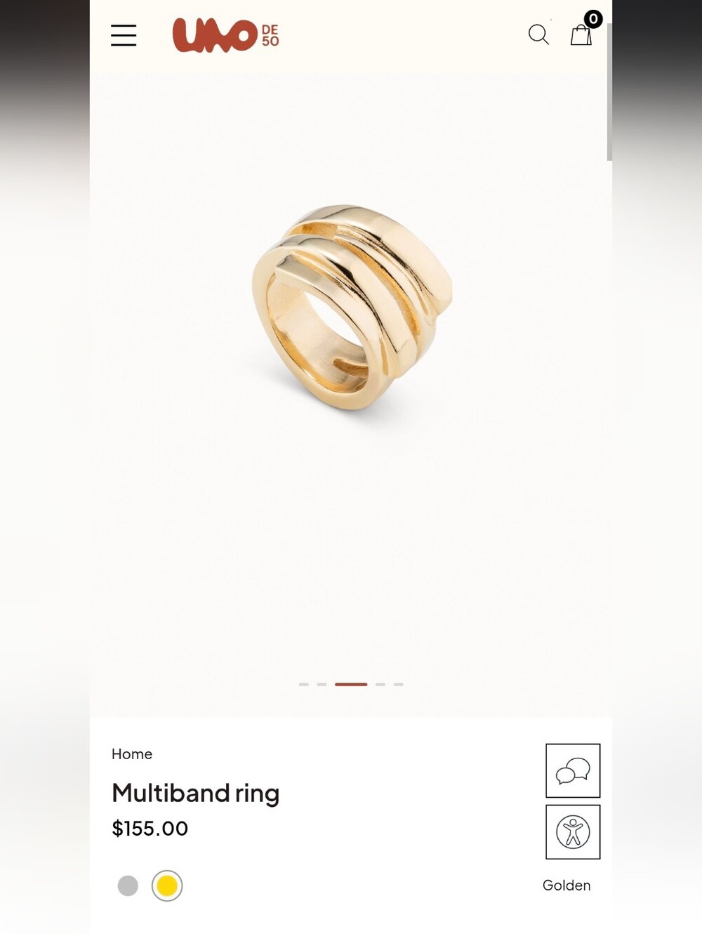 NIB UNO de 50 Gold Plated Multiband Ring Size 9 - Picture 6 of 10